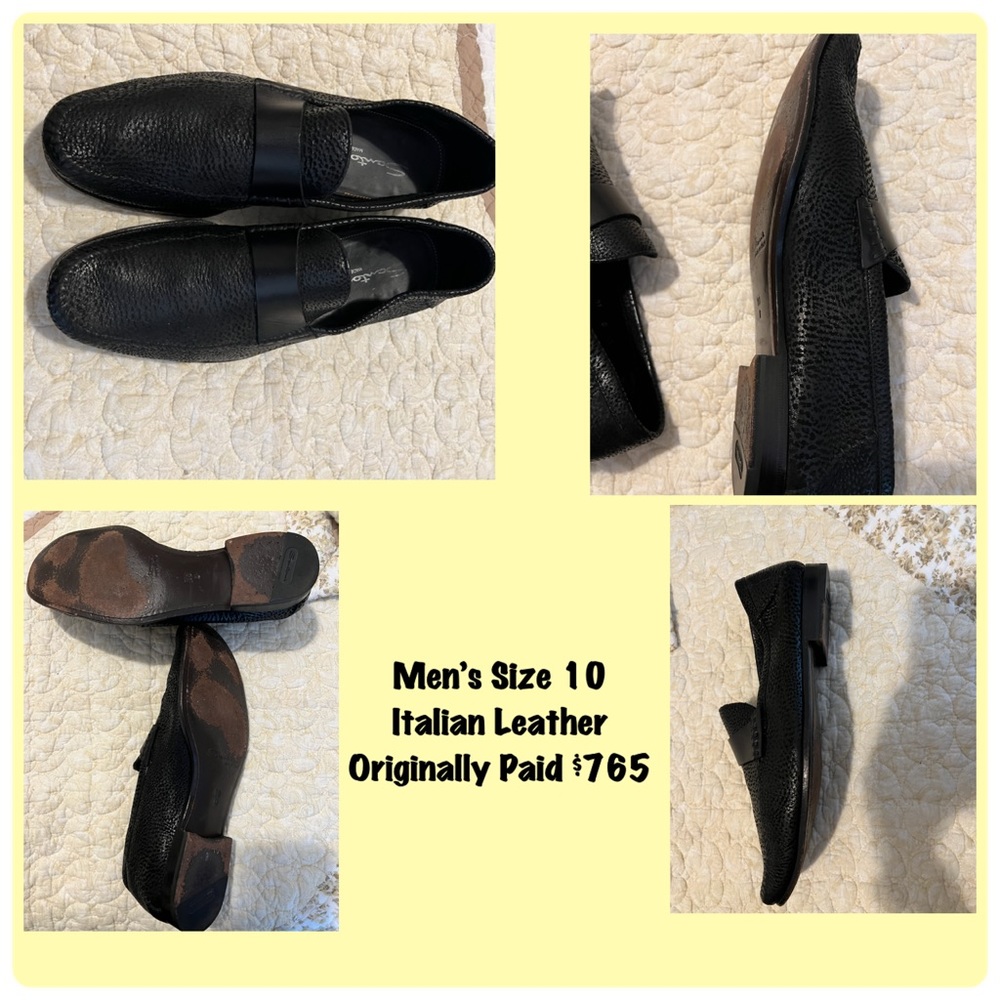 Men’s Santoni Black Italian Leather Loafer
